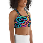 Funky Retro Print Sports Bra
