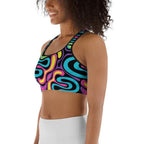Funky Retro Print Sports Bra
