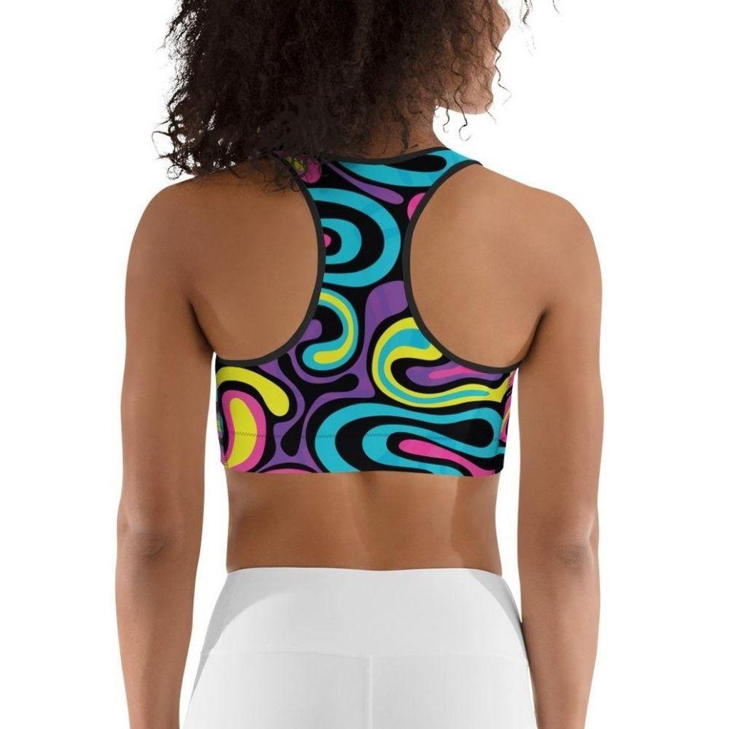 Funky Retro Print Sports Bra
