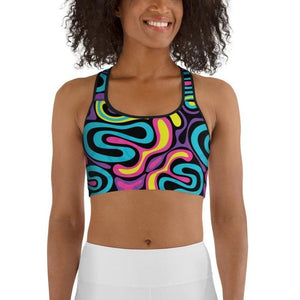 Funky Retro Print Sports Bra