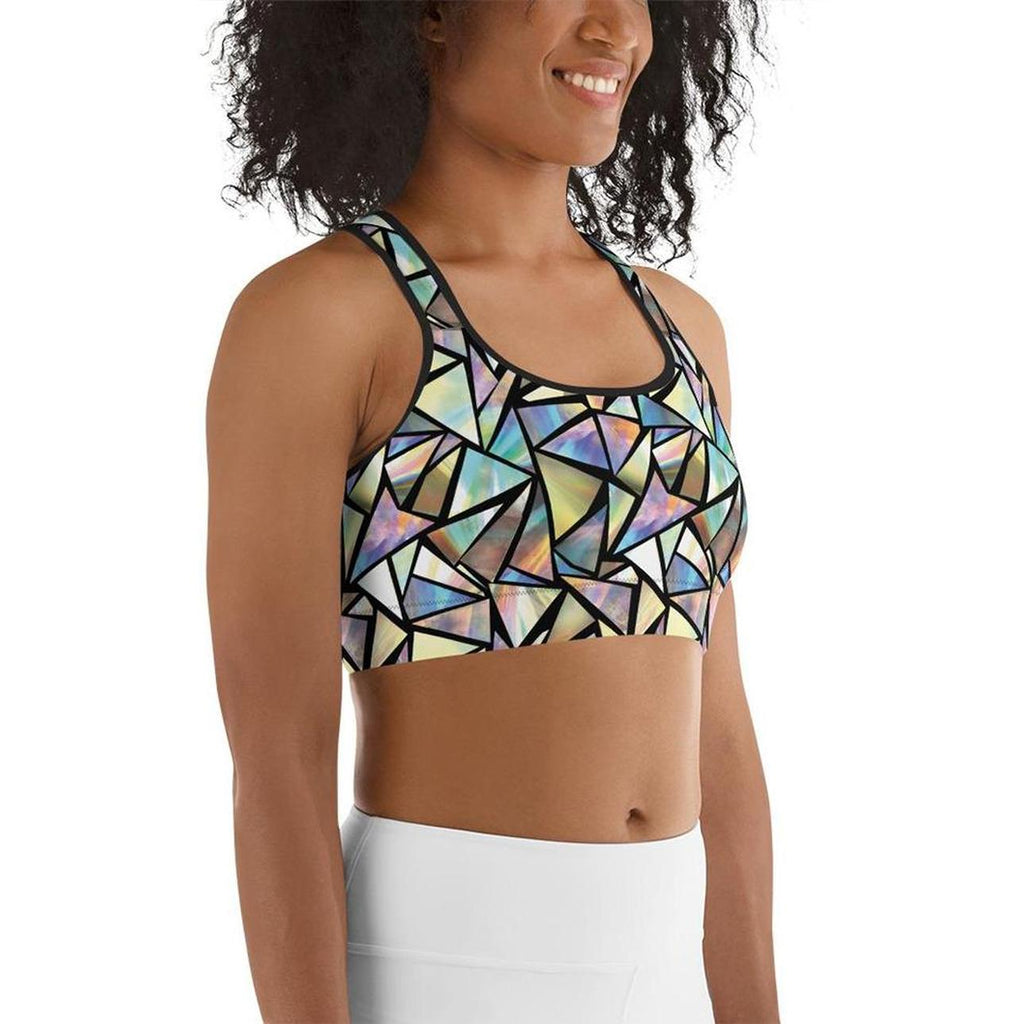 Geometric Mirror Glass Sports Bra