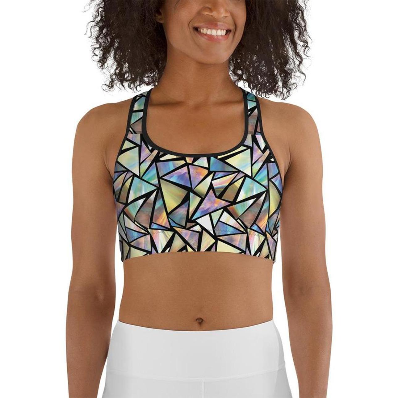 Geometric Mirror Glass Sports Bra