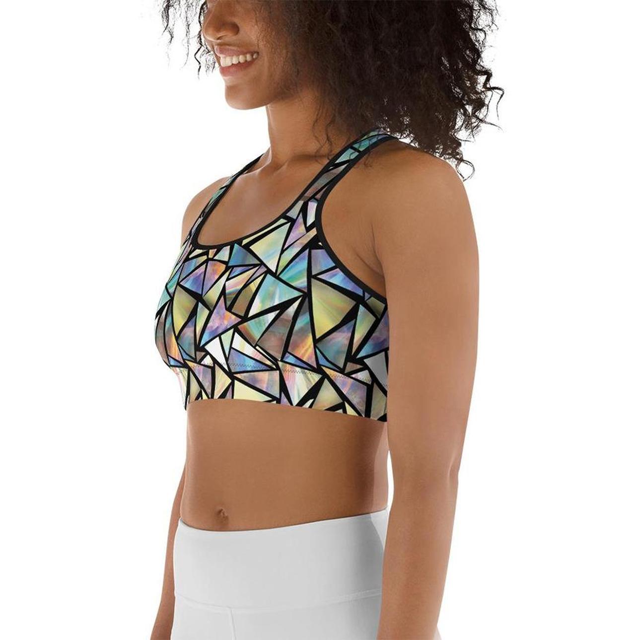 Geometric Mirror Glass Sports Bra