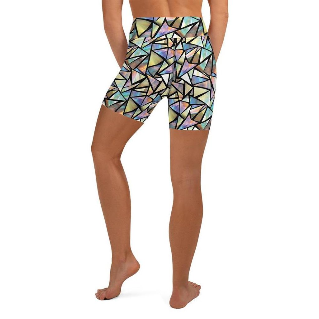 Geometric Mirror Glass Yoga Shorts