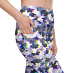 Glitchy Camo Crossover Leggings With Pockets
