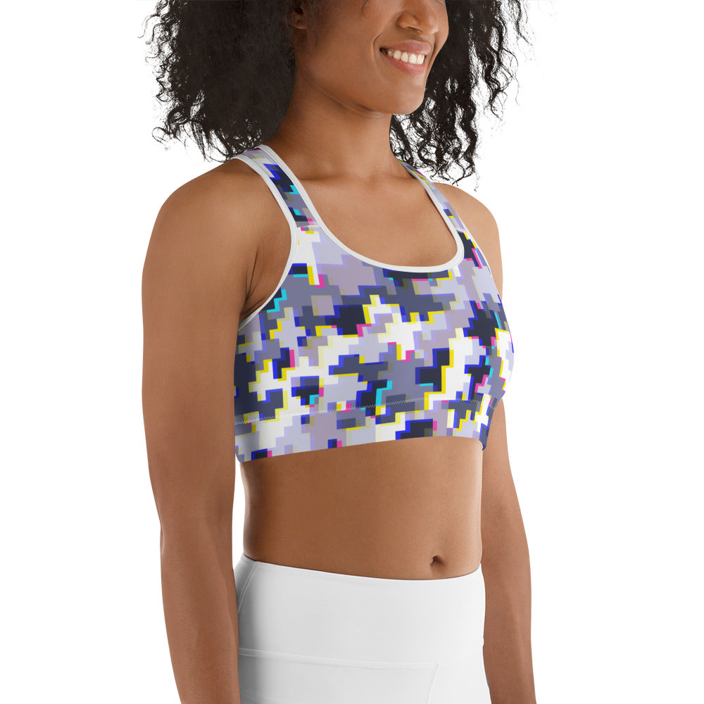 Glitchy Camo Sports Bra