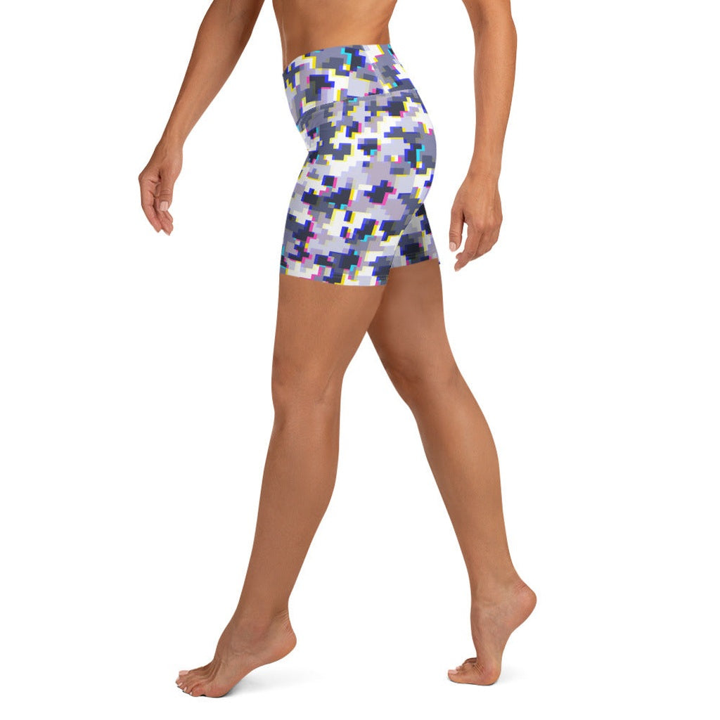Glitchy Camo Yoga Shorts