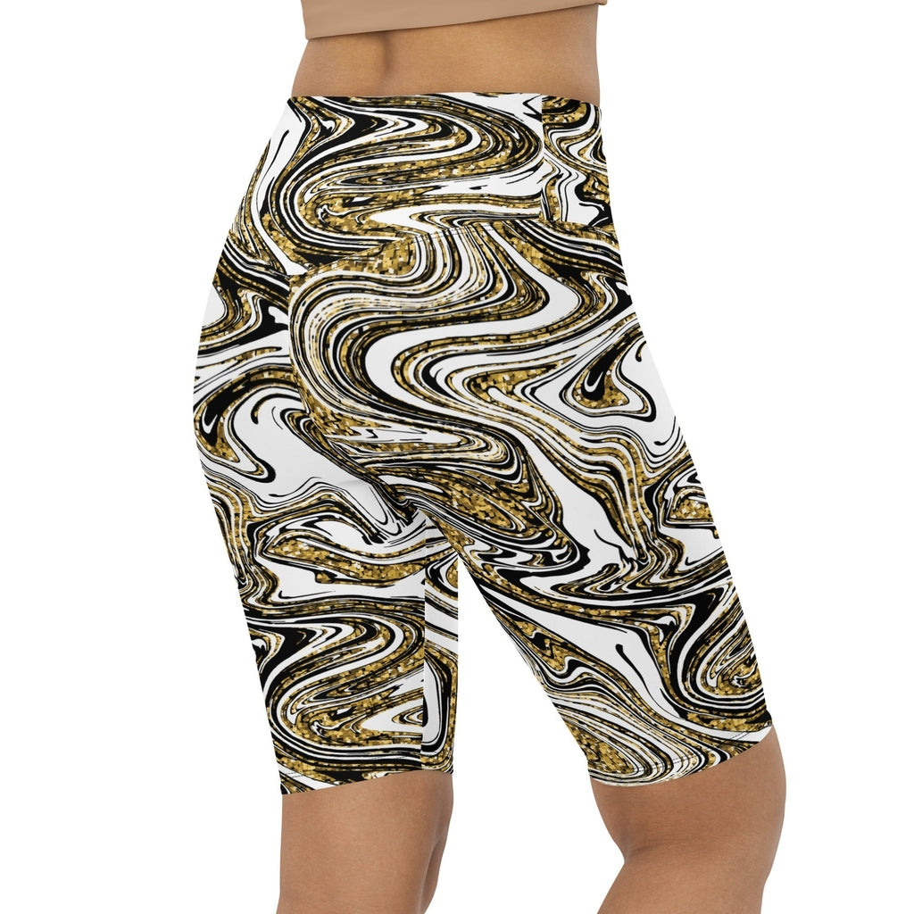 Glitter Print Marble Biker Shorts