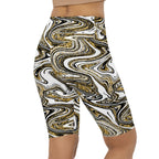Glitter Print Marble Biker Shorts