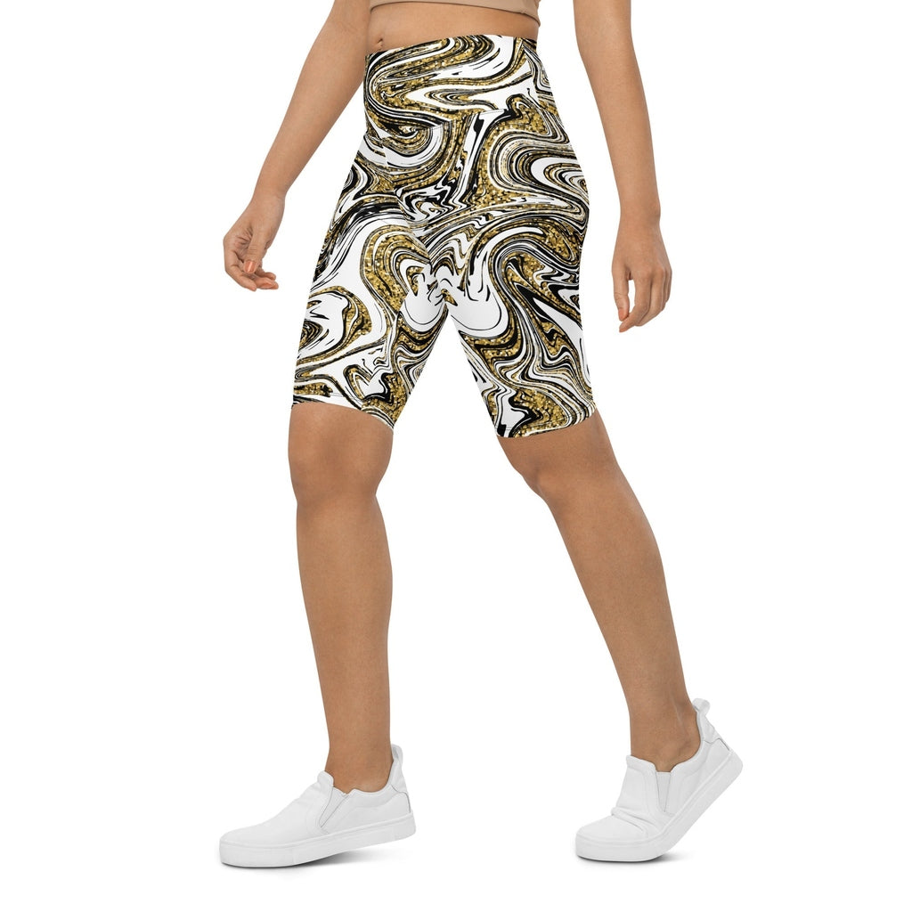 Glitter Print Marble Biker Shorts