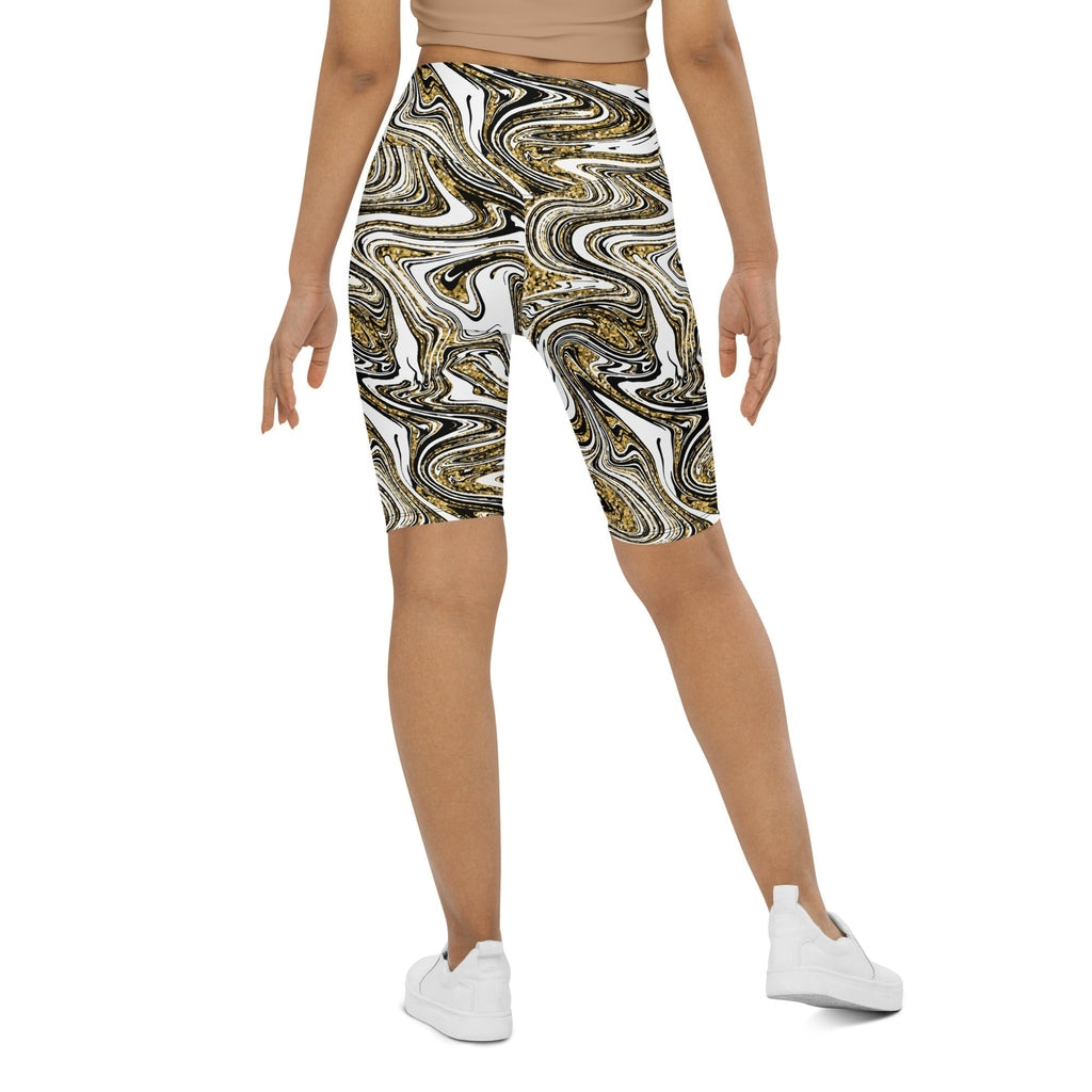 Glitter Print Marble Biker Shorts