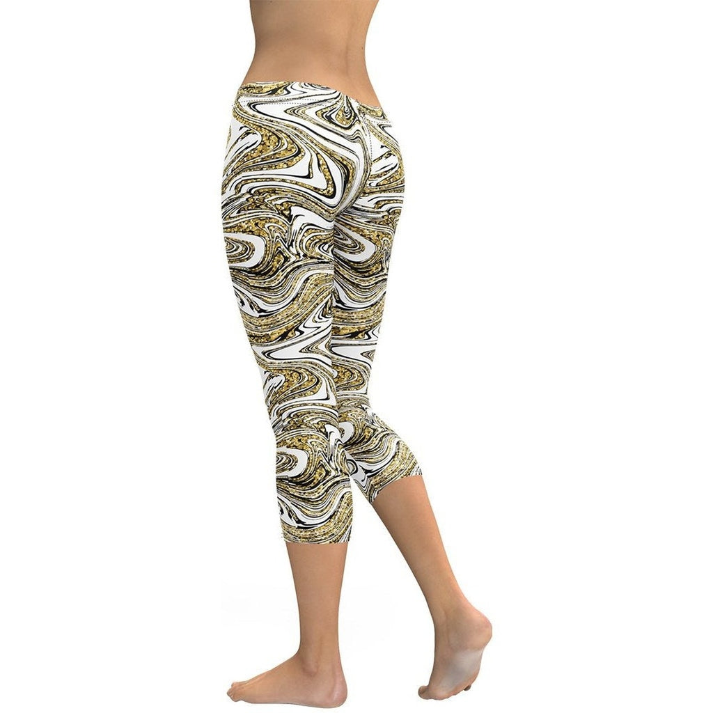 Glitter Print Marble Capris