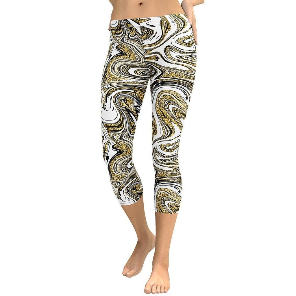 Glitter Print Marble Capris