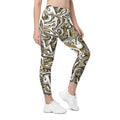 Glitter Print Marble Crossover Leggings With Pockets