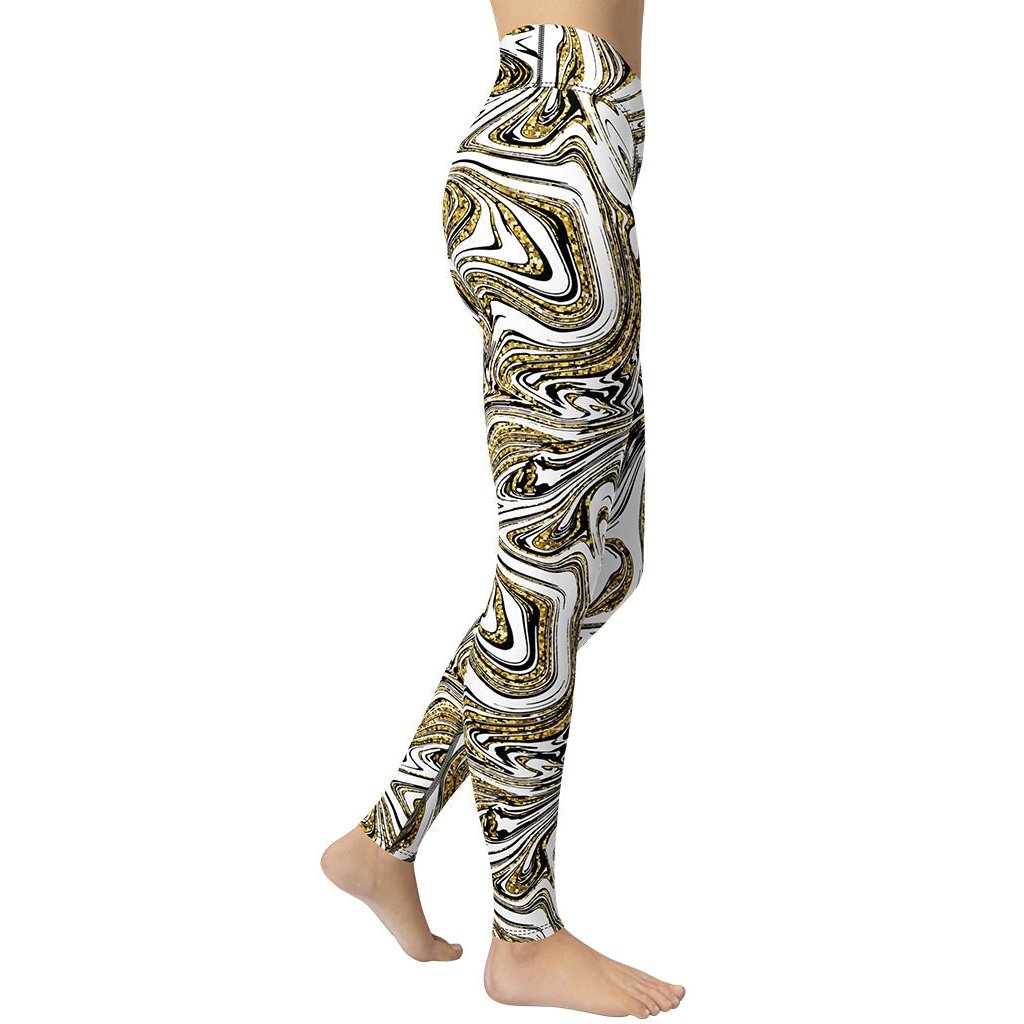 Glitter Print Marble Yoga Leggings