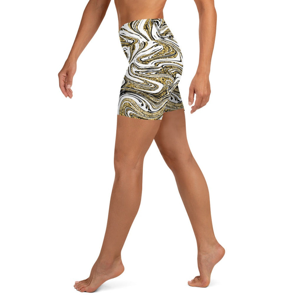 Glitter Print Marble Yoga Shorts