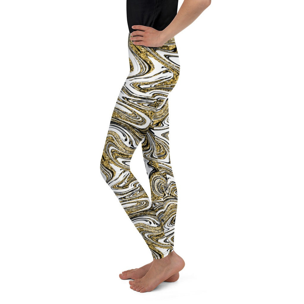 Glitter Print Marble Youth Leggings