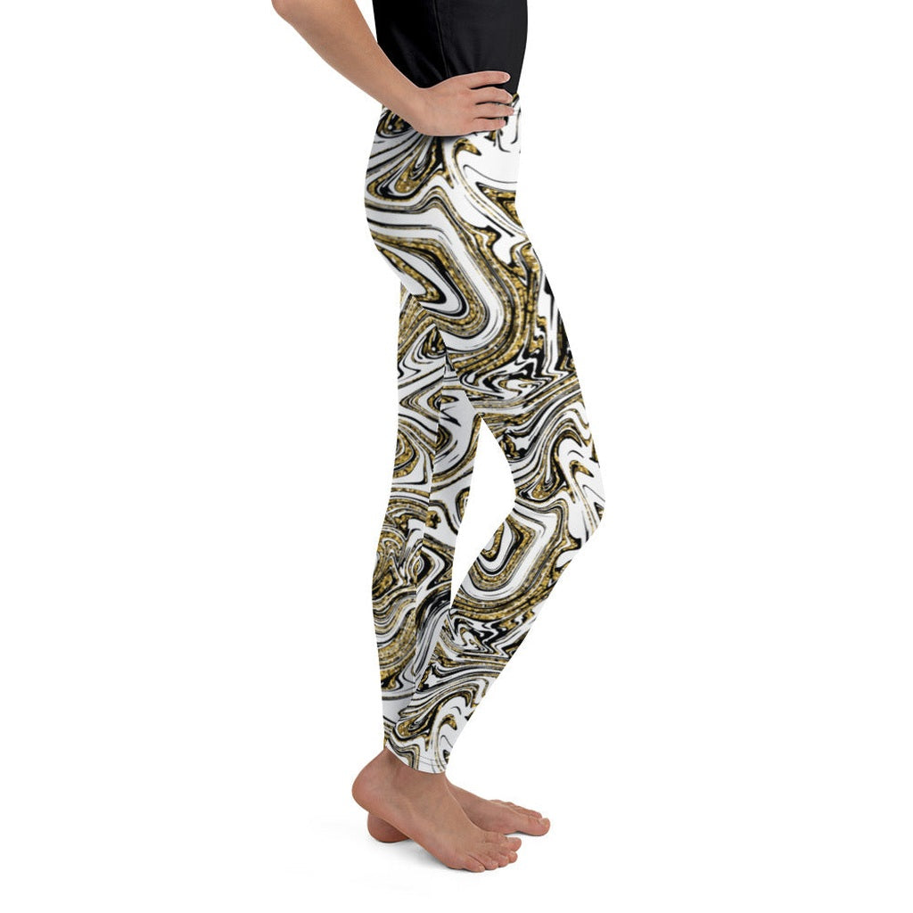 Glitter Print Marble Youth Leggings