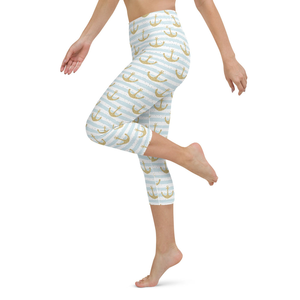 Glittery Anchor Yoga Capris