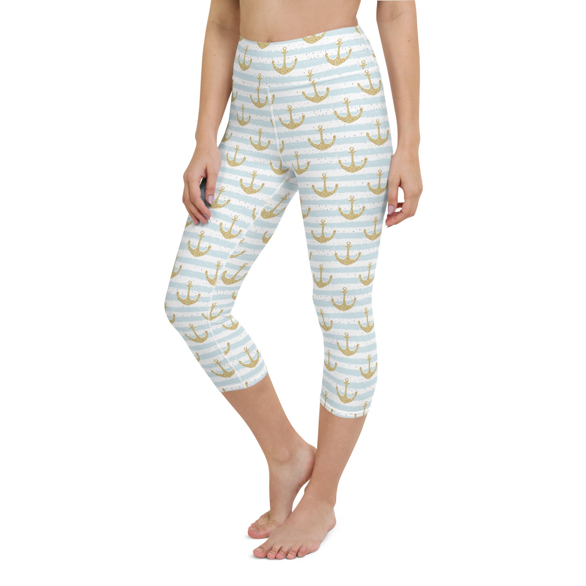 Glittery Anchor Yoga Capris
