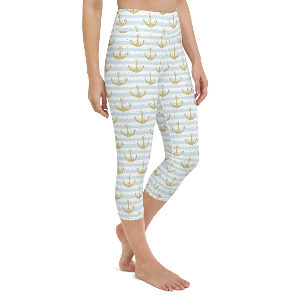 Glittery Anchor Yoga Capris