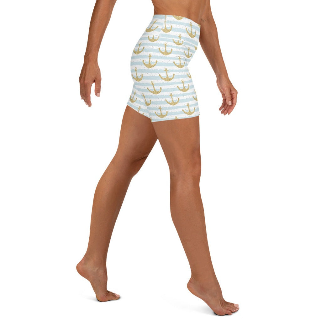 Glittery Anchor Yoga Shorts