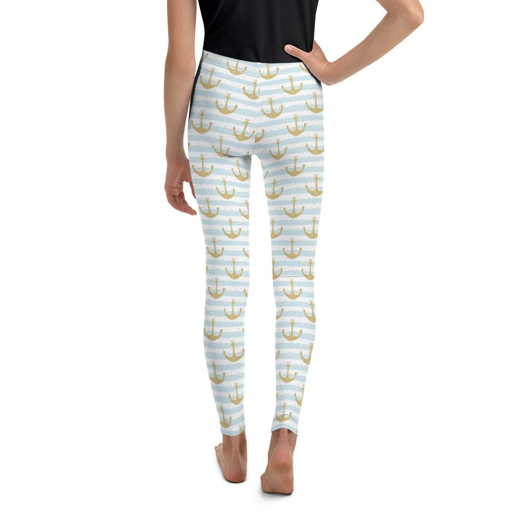 Glittery Anchor Youth Leggings