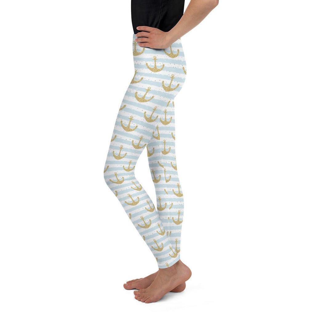 Glittery Anchor Youth Leggings