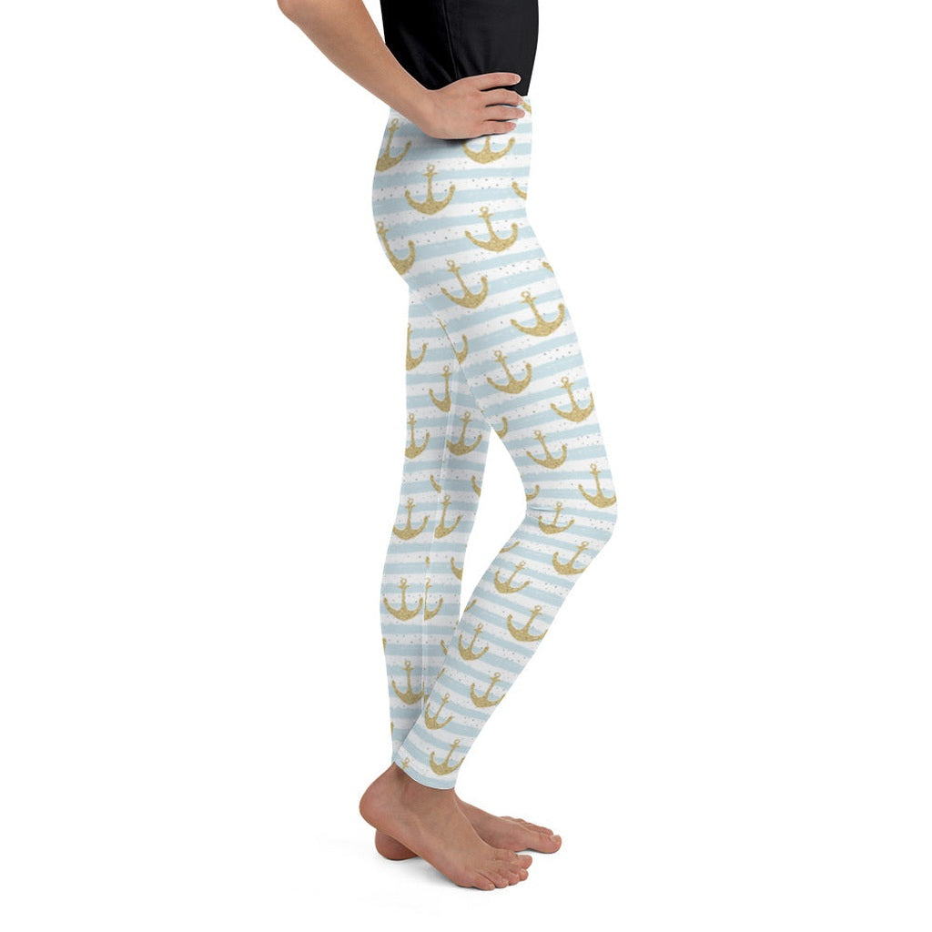 Glittery Anchor Youth Leggings