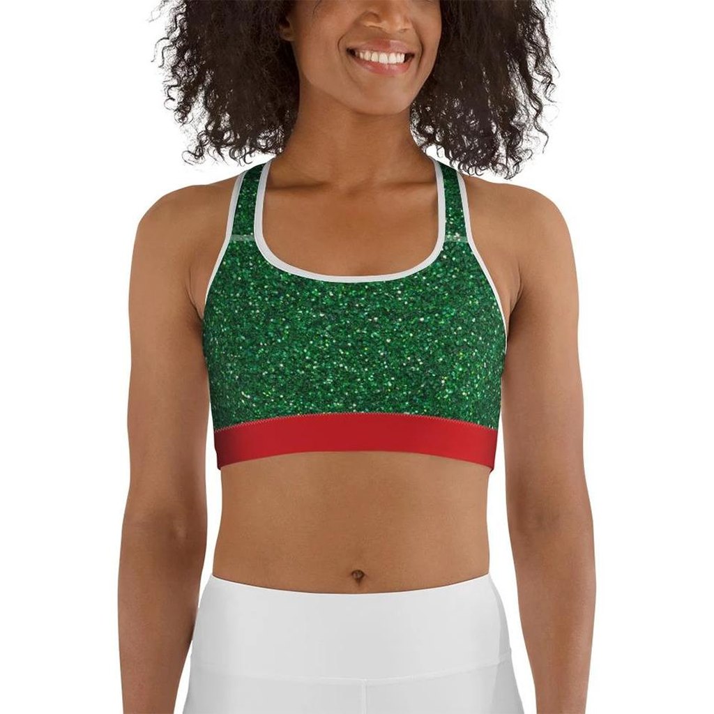 Glittery Green Sports Bra - FiercePulse - Premium Workout Leggings - Yoga Pants