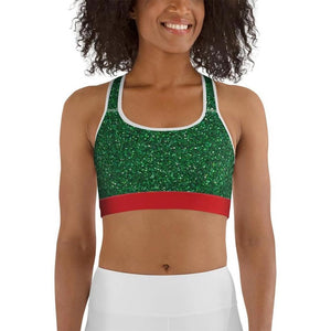 Glittery Green Sports Bra - FiercePulse - Premium Workout Leggings - Yoga Pants