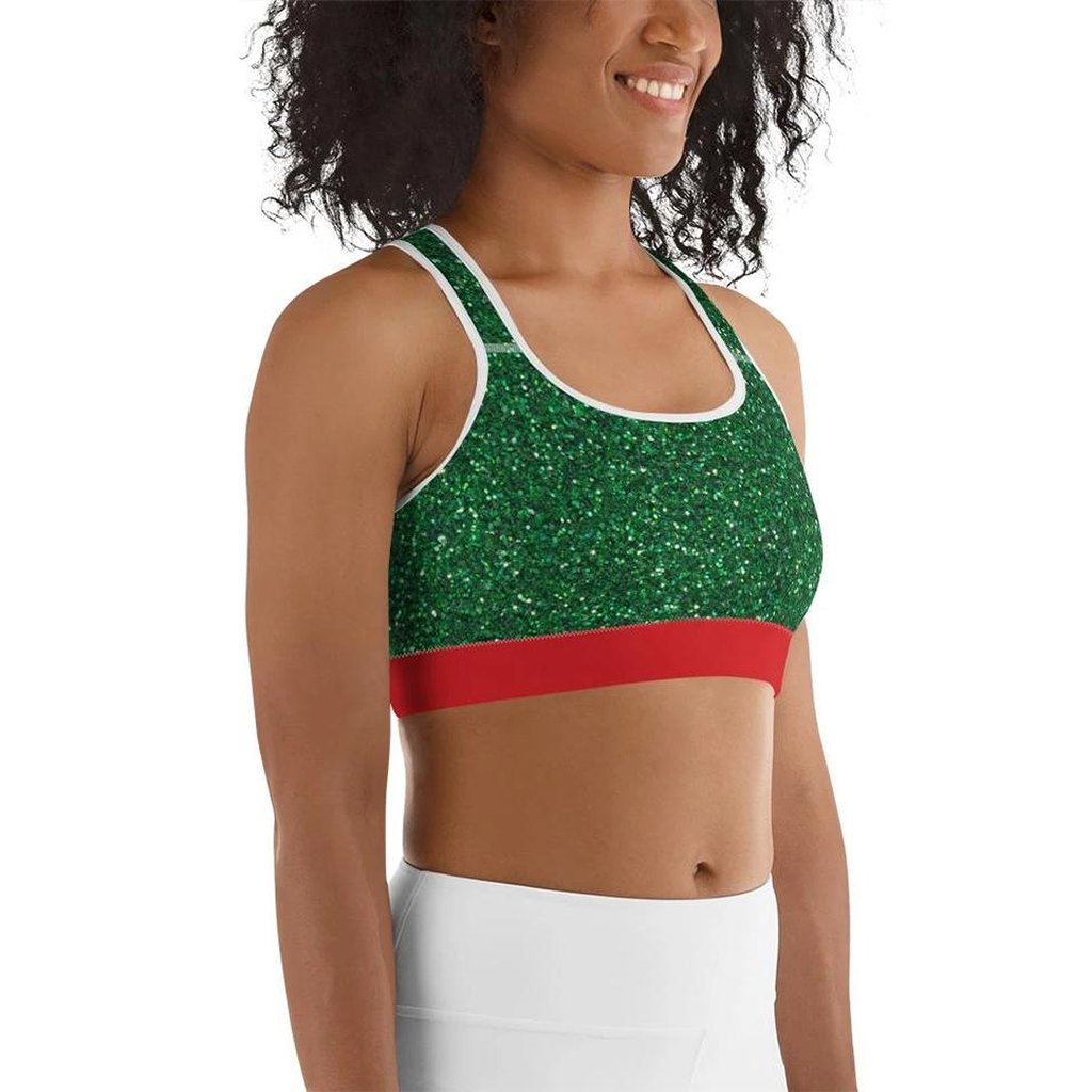 Glittery Green Sports Bra - FiercePulse - Premium Workout Leggings - Yoga Pants