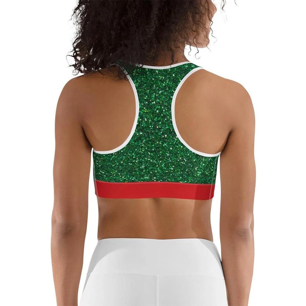 Glittery Green Sports Bra - FiercePulse - Premium Workout Leggings - Yoga Pants