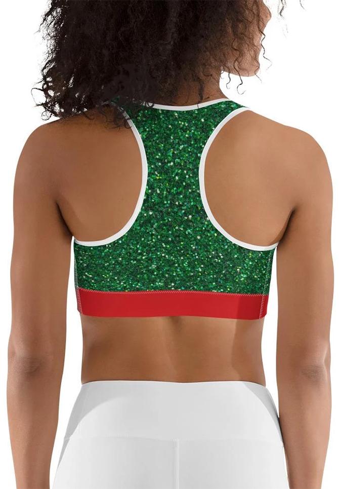 Glittery Green Sports Bra - FiercePulse - Premium Workout Leggings - Yoga Pants