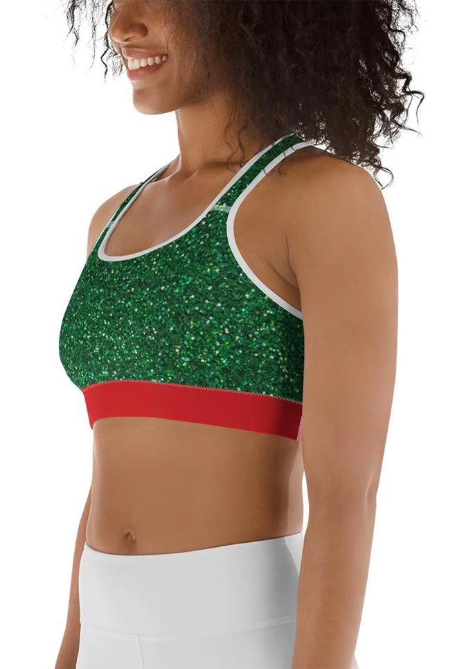 Glittery Green Sports Bra