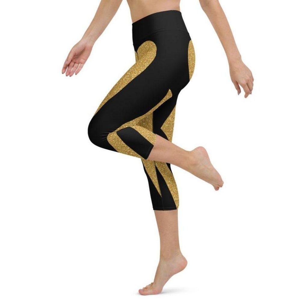 Gold Heart Shaped Yoga Capris