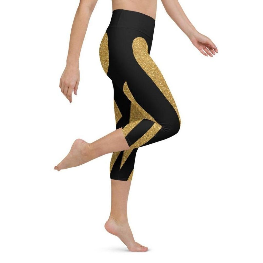 Gold Heart Shaped Yoga Capris