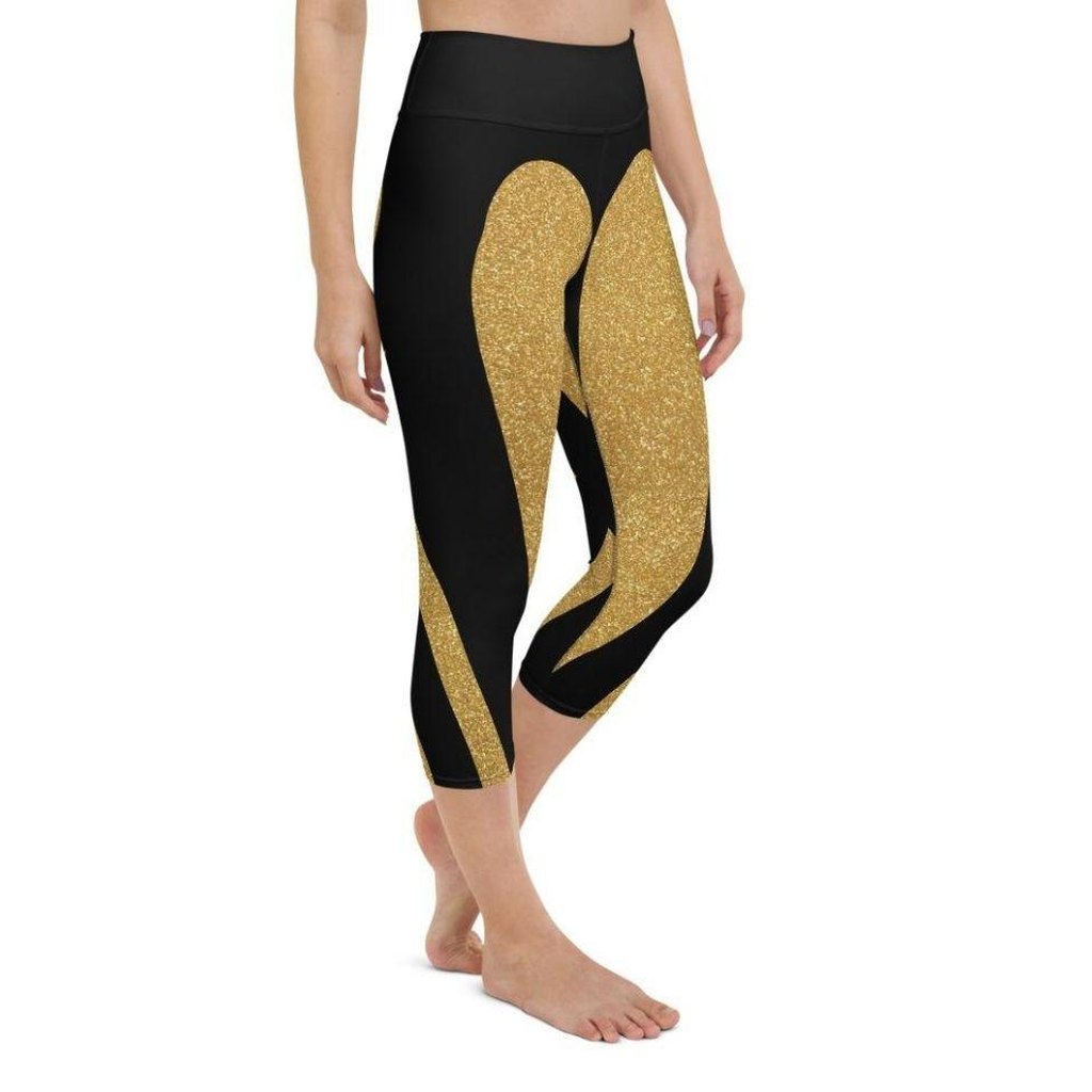 Gold Heart Shaped Yoga Capris