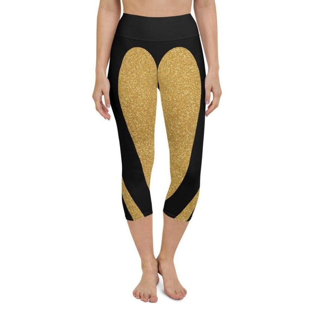 Gold Heart Shaped Yoga Capris