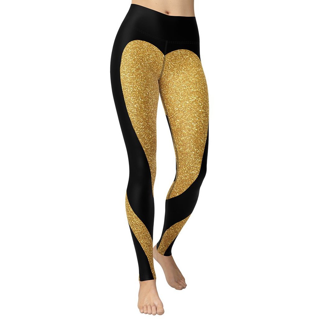Gold Heart Shaped Yoga Leggings