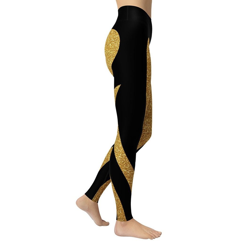 Gold Heart Shaped Yoga Leggings