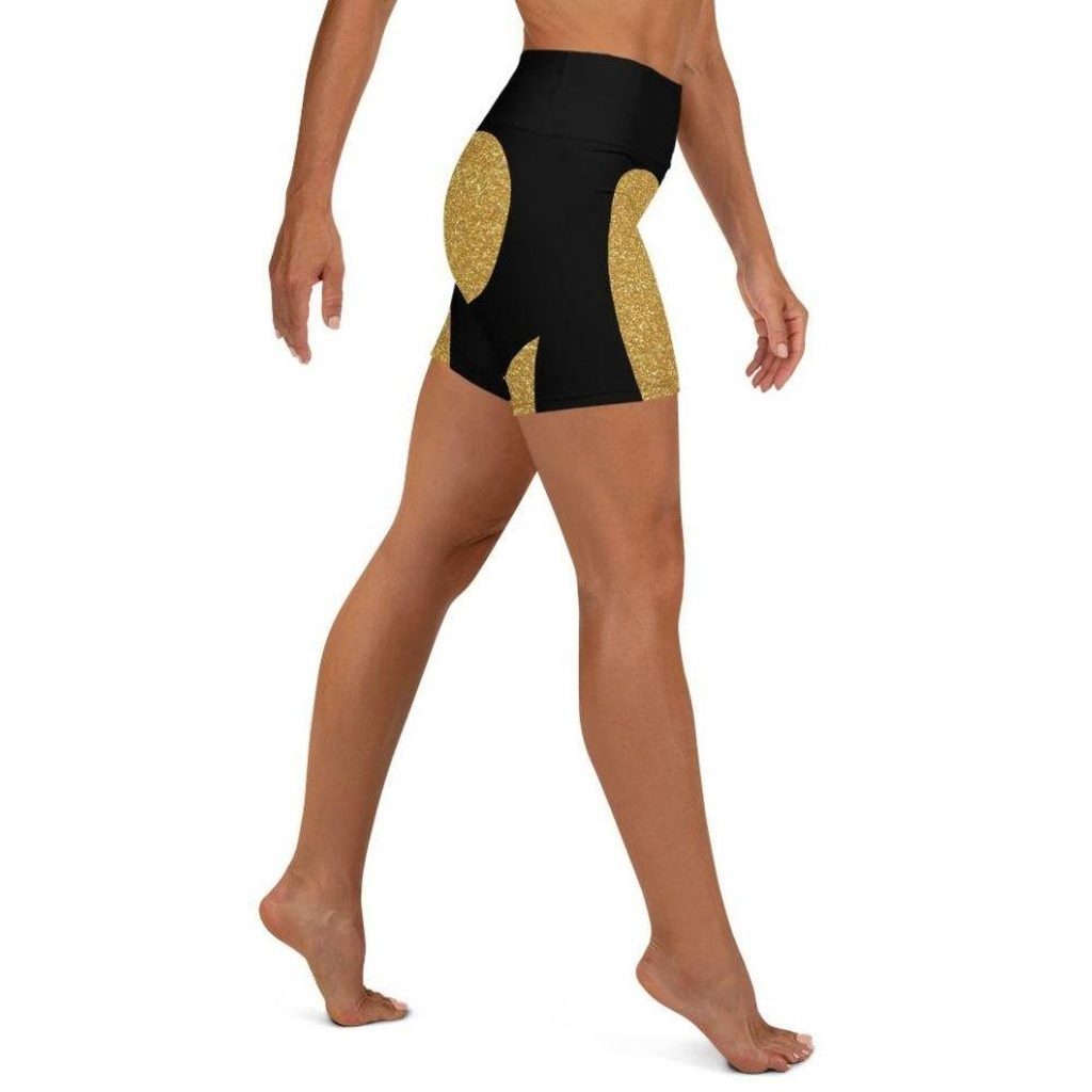 Gold Heart Shaped Yoga Shorts