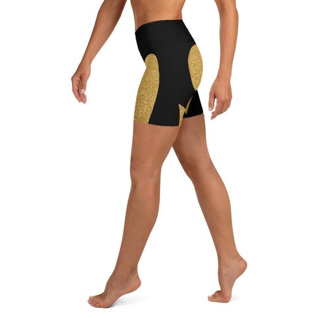 Gold Heart Shaped Yoga Shorts