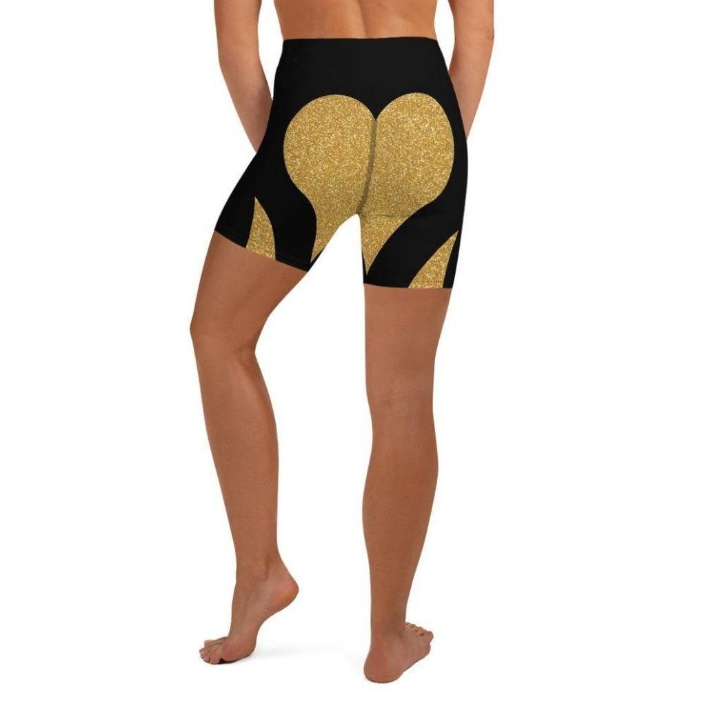 Gold Heart Shaped Yoga Shorts