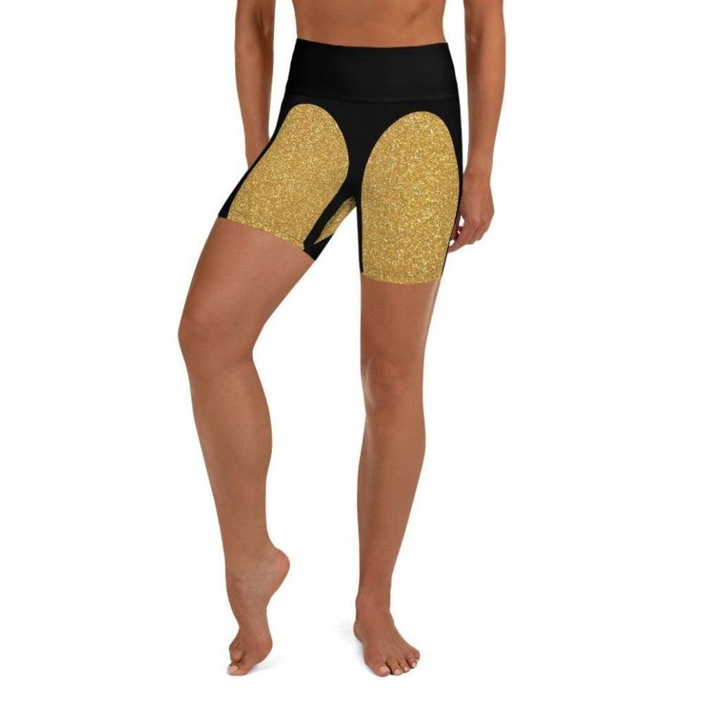 Gold Heart Shaped Yoga Shorts