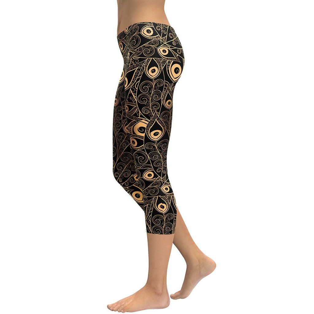 Golden Art Deco Pattern Capris