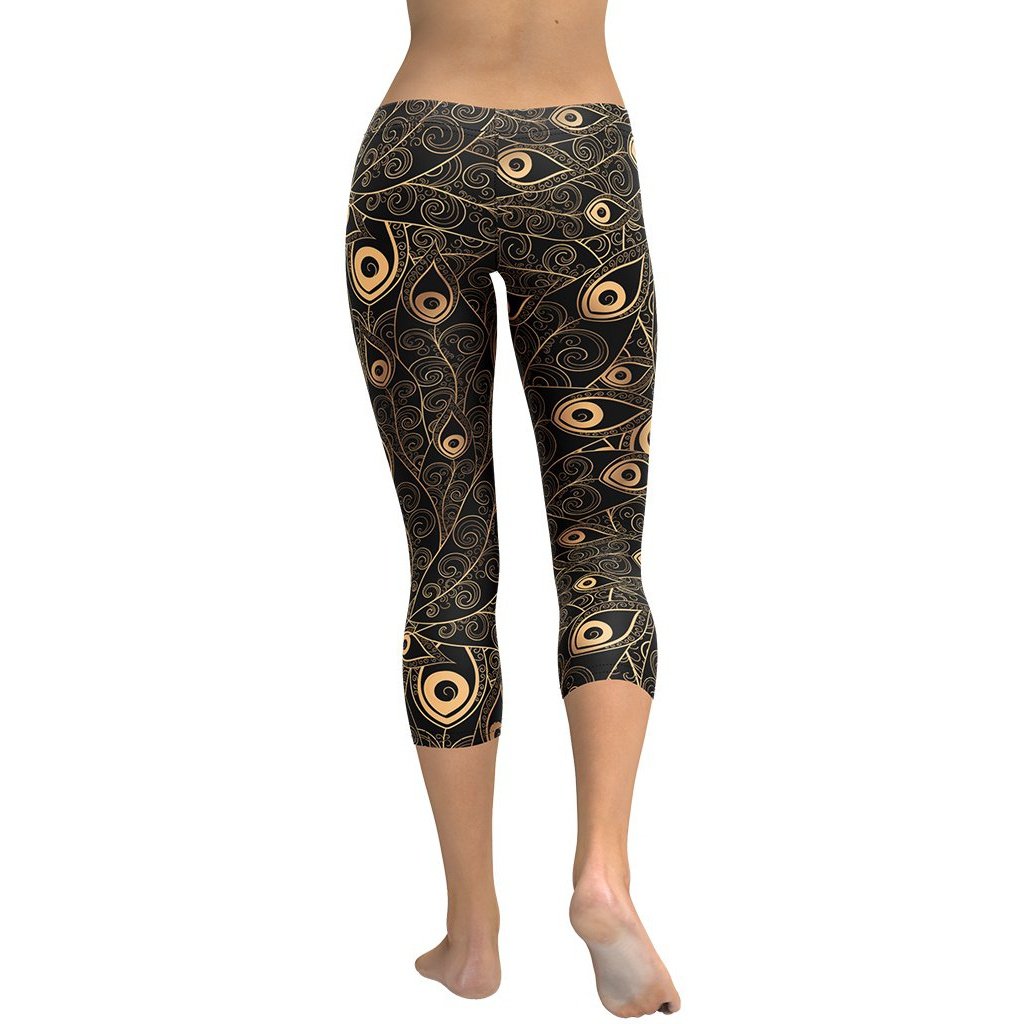 Golden Art Deco Pattern Capris