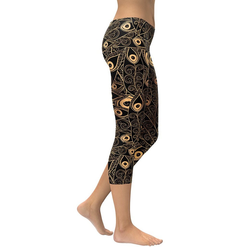 Golden Art Deco Pattern Capris