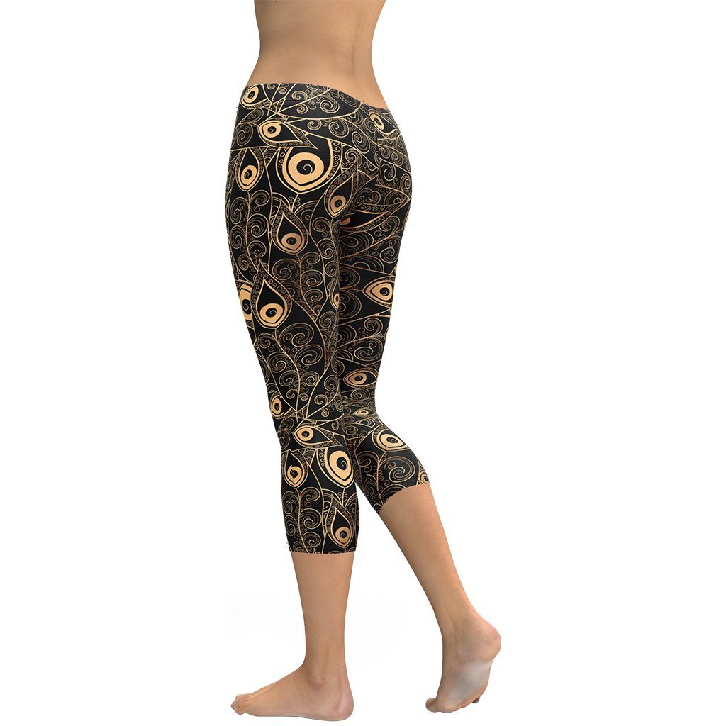 Golden Art Deco Pattern Capris