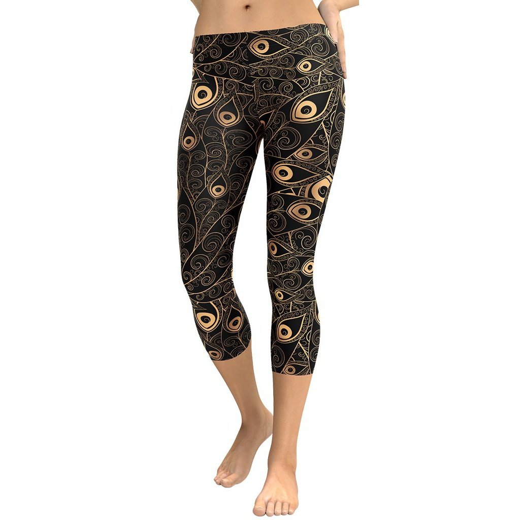 Golden Art Deco Pattern Capris